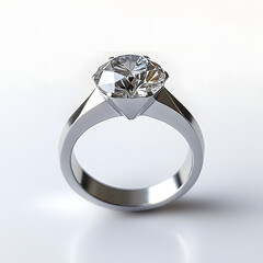 diamond ring on white background, jewelry, origami, silver ring