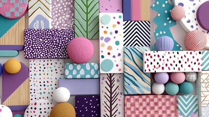 Obraz premium Colorful Abstract Art Background with Geometric Shapes and Painted Textures
