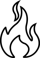 Fire icon in line style. Fire flame symbol isolated on transparent background