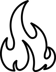 Fire icon in line style. Fire flame symbol isolated on transparent background