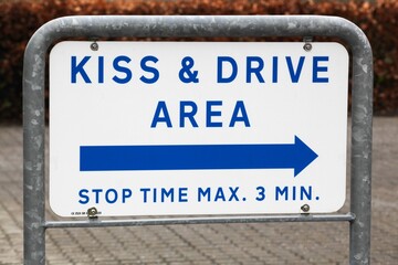 Fototapeta premium Kiss and drive area roadsign in Denmark