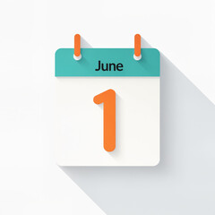 Stylized calendar page showing June 1 with modern design on light background