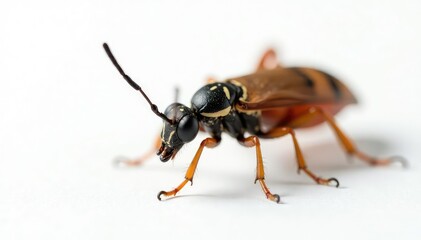 Close-up of single insect on pure white background, specimen, photography, studio
