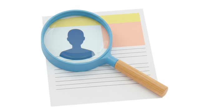 Isolated Resume with Magnifying Glass