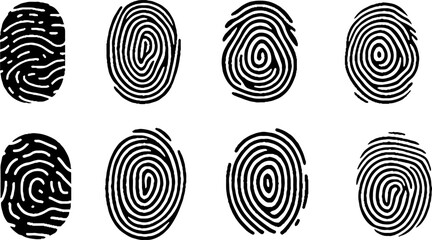 Collection of Eight Fingerprint. Vector