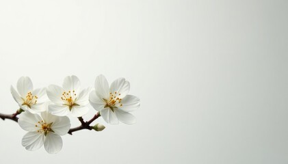 Delicate white blossoms against pure backdrop, serenity, garden