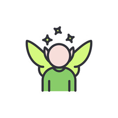 Fairy colored icons, minimalist vector illustration ,simple transparent graphic element .Isolated on white background