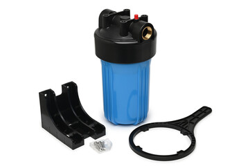 Blue plastic filter housing for water purification