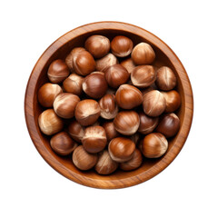 Obraz premium hazelnuts in a bowl top view isolated on white or transparent png