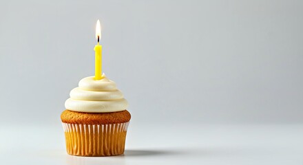 Birthday Cupcake With One Candle..jpg