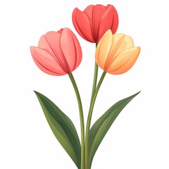 Fototapeta premium Vibrant Botanical Tulip Illustration. Colorful Floral Art for Nature Lovers & Seasonal Decor