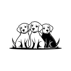 cute puppy silhouette logo vector line art logo design