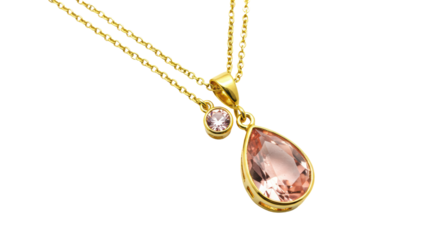 Isolated Pendant Necklace with Pink Gemstone