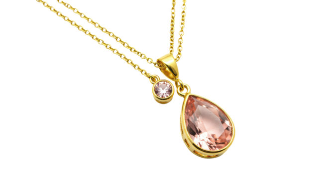 Isolated Pendant Necklace with Pink Gemstone