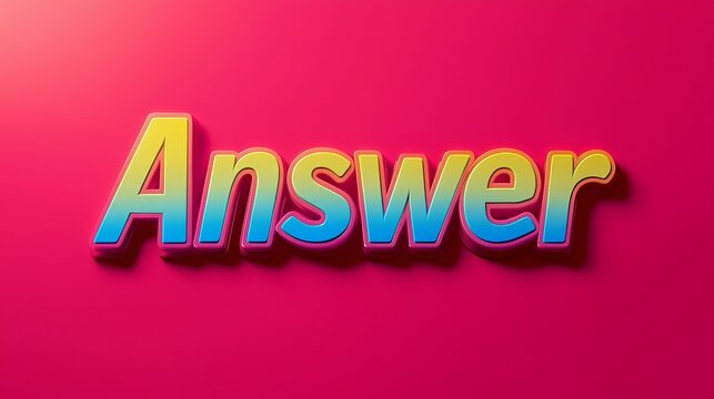 Colorful 'Answer' text with a vibrant pink background, creating an eye-catching effect.