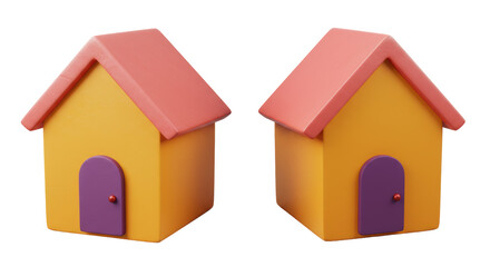 Isolated Pair of Cartoon Houses