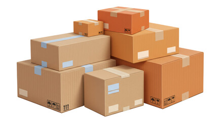 Isolated Stack of Shipping Boxes