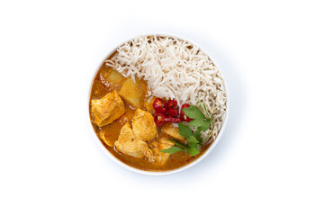 Massaman curry isolated on white background. Traditional Thai food recipe