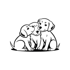 cute puppy silhouette logo vector line art logo design