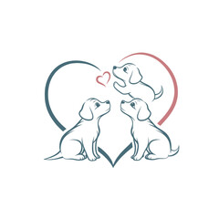 cute puppy silhouette logo vector line art logo design