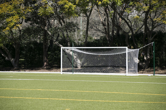 Soccer goal on field