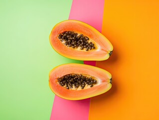 papaya isolated on colorful background