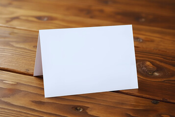 A2 Greeting Card Mockup on Rustic Wood with Clipping Path