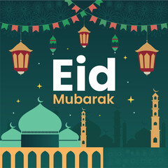 Eid Mubarak and Eid al Adha social media banner Instagram post template
