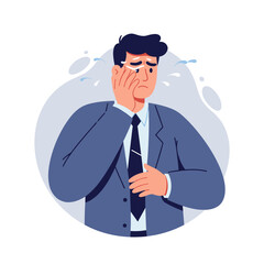 Stressed job candidate showing anxiety in professional attire  