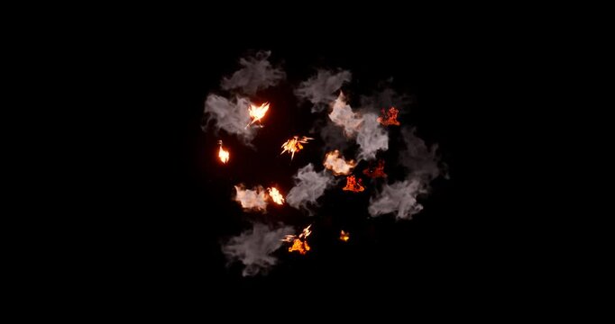 swarm firecracker effect on black background