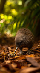 A Kiwi Bird in its Natural Habitat: An Embodiment of Grace and Resilience Amidst Nature's Serenity