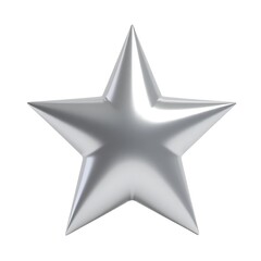 Obraz premium Shiny 3D silver star icon plastic white background