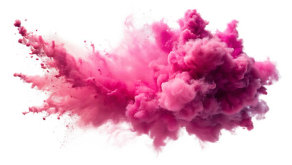 Fototapeta premium pink smoke paint explosion powder splash isolated on white background PNG ,AI GENERATED