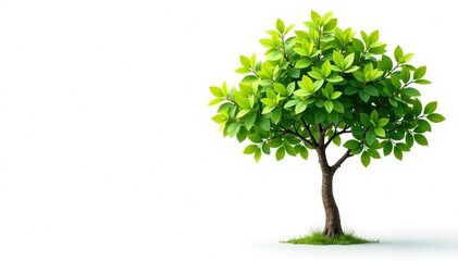 Obraz premium Young tree, delicate leaves, isolated on white , sapling, flora, twig