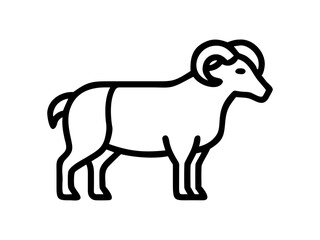 Simple Line Art Illustration of a Ram