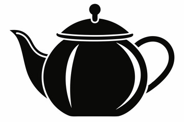 ceramic teapot with lid silhouette vector illustration