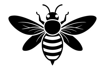 bee silhouette vector illustration black and white