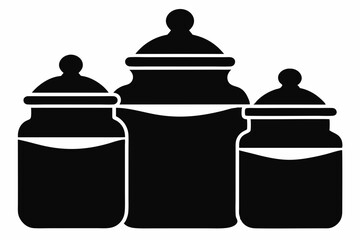 Spice Jar Set Silhouette Vector Illustration Black
