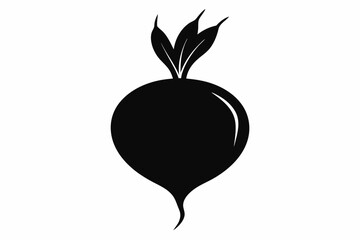 Beetroot Silhouette Vector Black And White With White