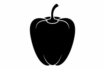 Bell Pepper Silhouette Vector Black And White With White
