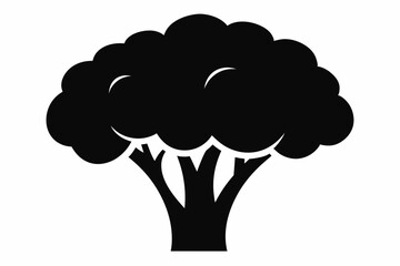 Broccoli Silhouette Vector Black And White With White