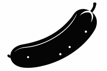 Cucumber Silhouette Vector Black And White With White