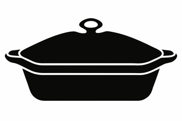 Clay Baking Dish Silhouette Vector Illustration Black