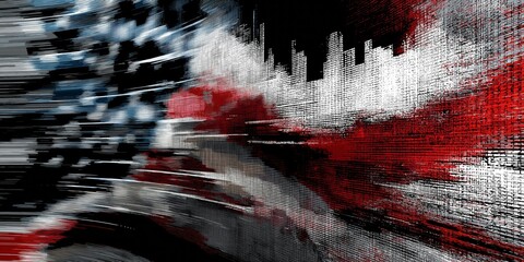Illustration featuring a close-up of an abstract American flag