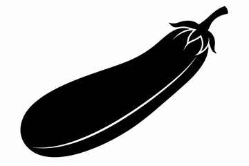 Zucchini Silhouette Vector Black And White With White