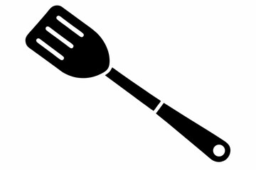 Wooden Spatula Silhouette Vector Illustration Black
