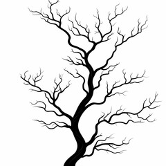 Fototapeta premium Black Tree Silhouette Illustration. Minimalist Nature Art with Twisting Branches and Abstract Design