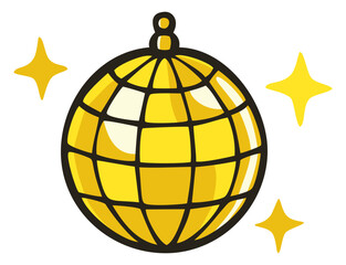 Gold disco ball. Editable color vector