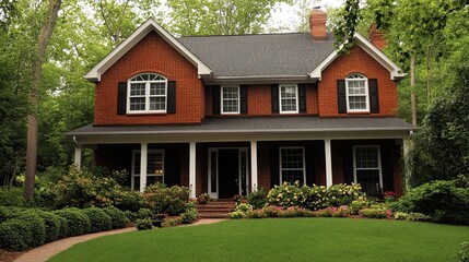 Brick House for Lush Garden, Suburban Home.