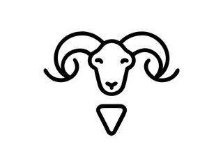 Simple Line Art Illustration of a Ram